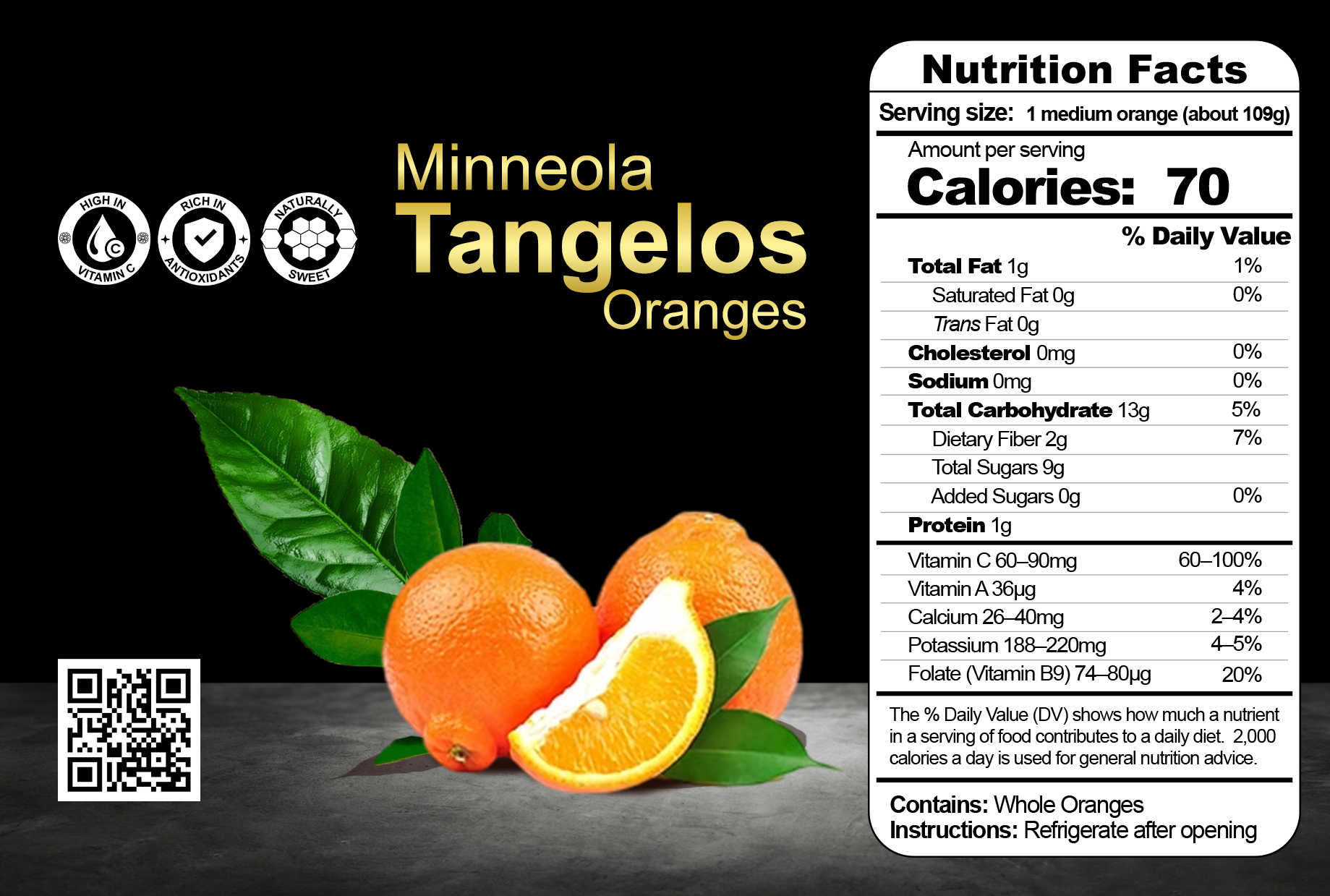 Minneola tangelos Nutrition Facts