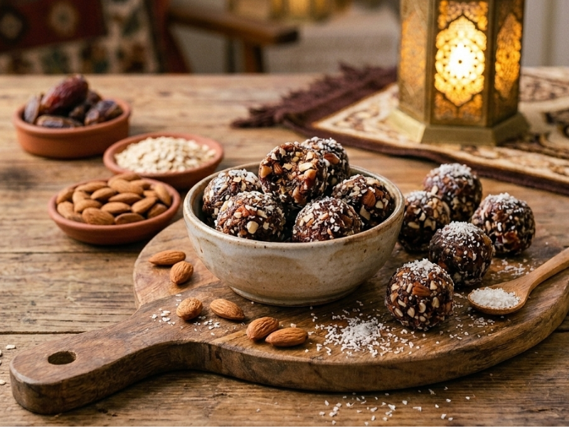Energy Bites with Dates and Almonds for Suhoor and Iftar