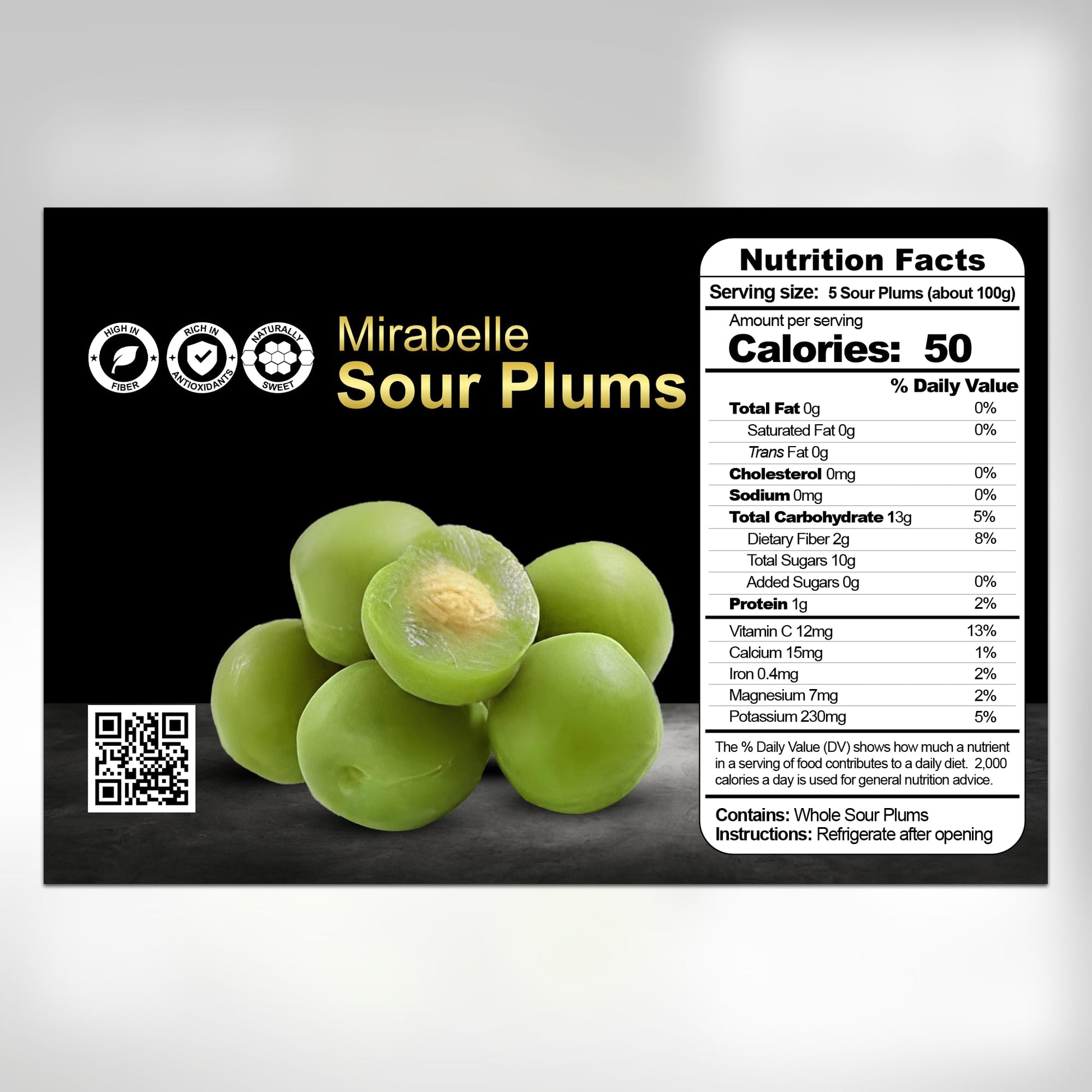 Fresh Sour Plums Nutrition