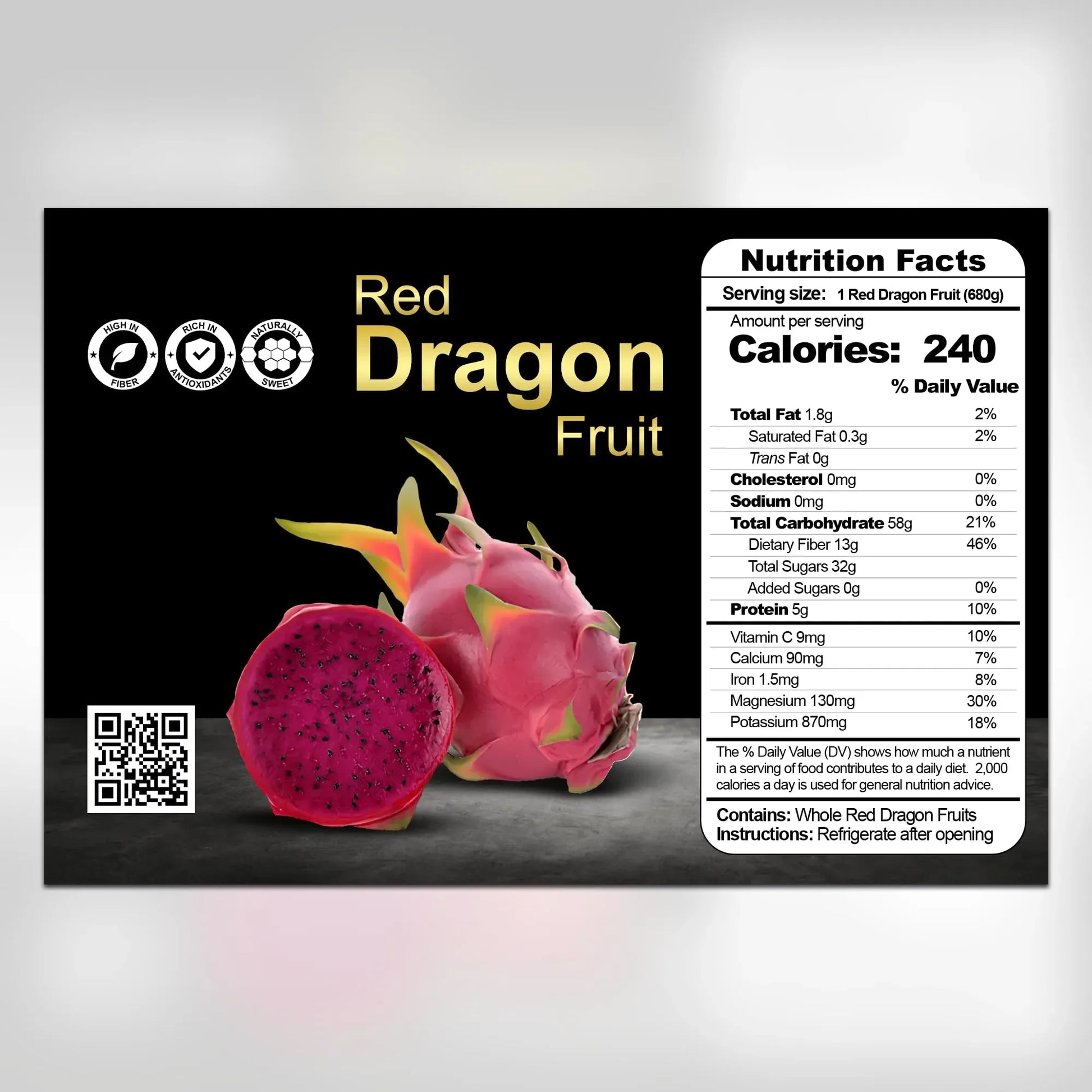 Red Dragon Fruit (Pitaya) nutrition
