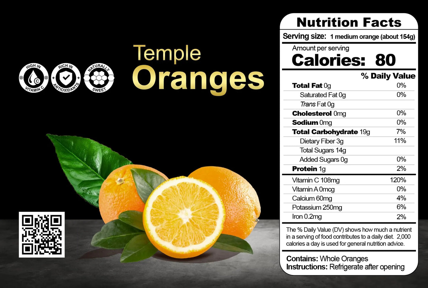 Temple oranges nutrition
