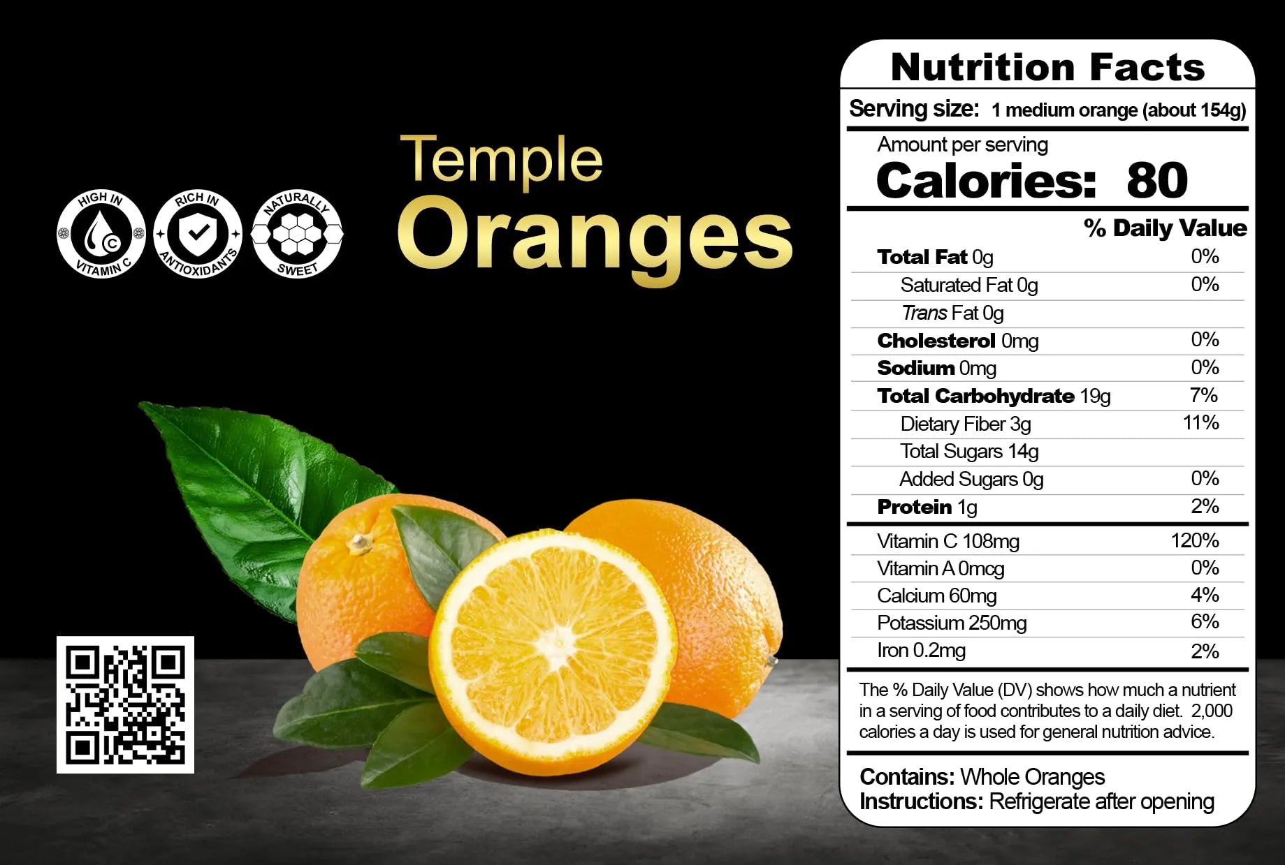 Temple oranges nutrition