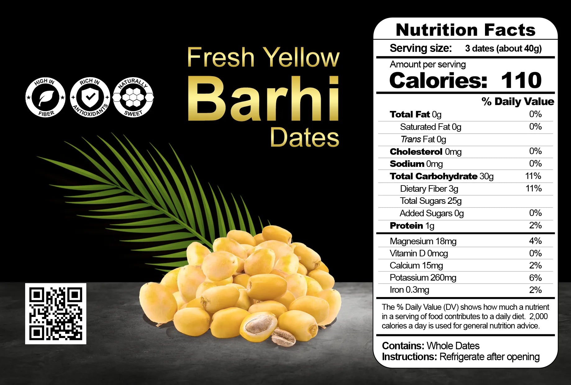 Yellow Barhi Dates Nutrition