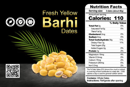 Yellow Barhi Dates Nutrition