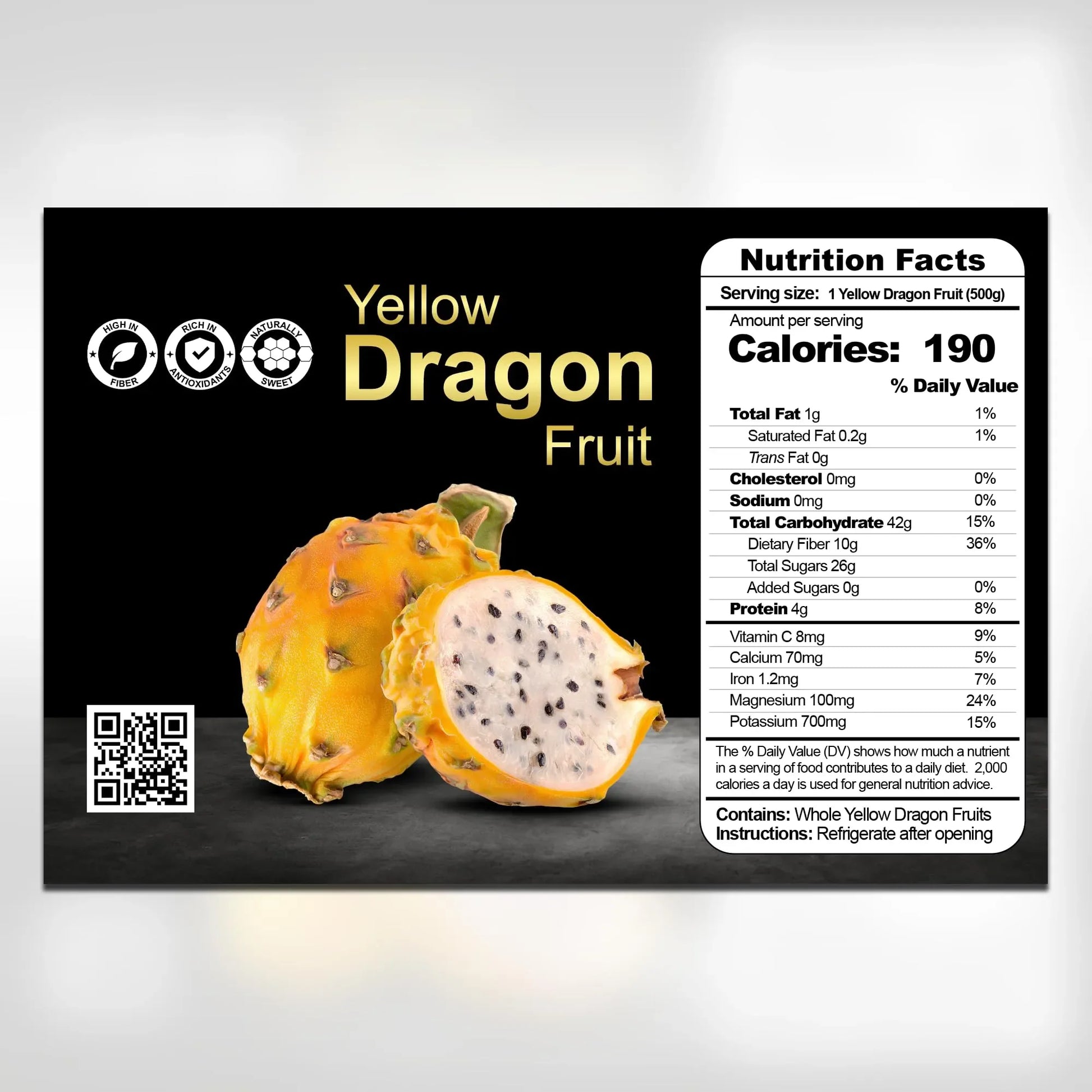 Yellow Dragon Fruit (Pitaya) nutrition